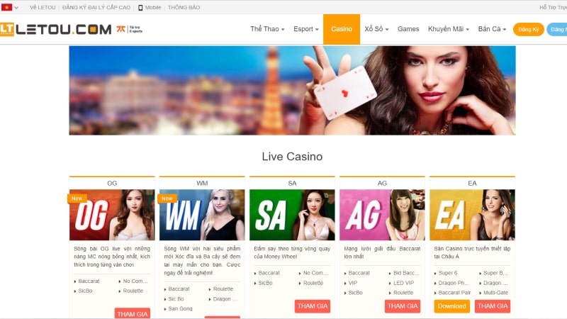 Khám phá sảnh game Casino cực hot tại Letou